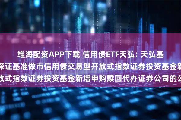 维海配资APP下载 信用债ETF天弘: 天弘基金管理有限公司关于天弘深证基准做市信用债交易型开放式指数证券投资基金新增申购赎回代办证券公司的公告